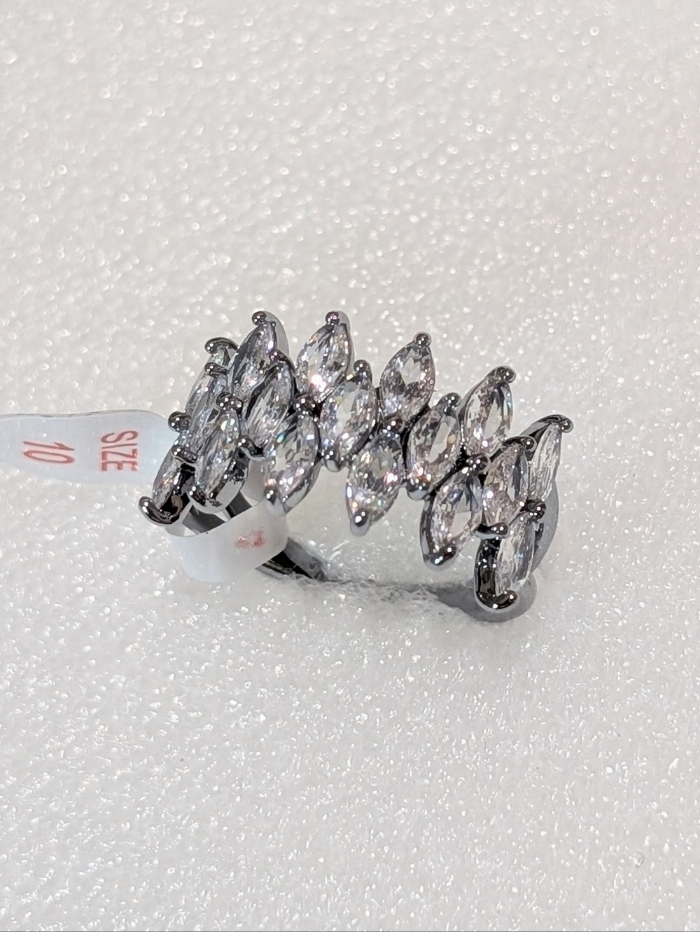 NWT Bomb Party Elegant Marquis Cut Cubic Zirconia Hematite Plated Size 10 Ring